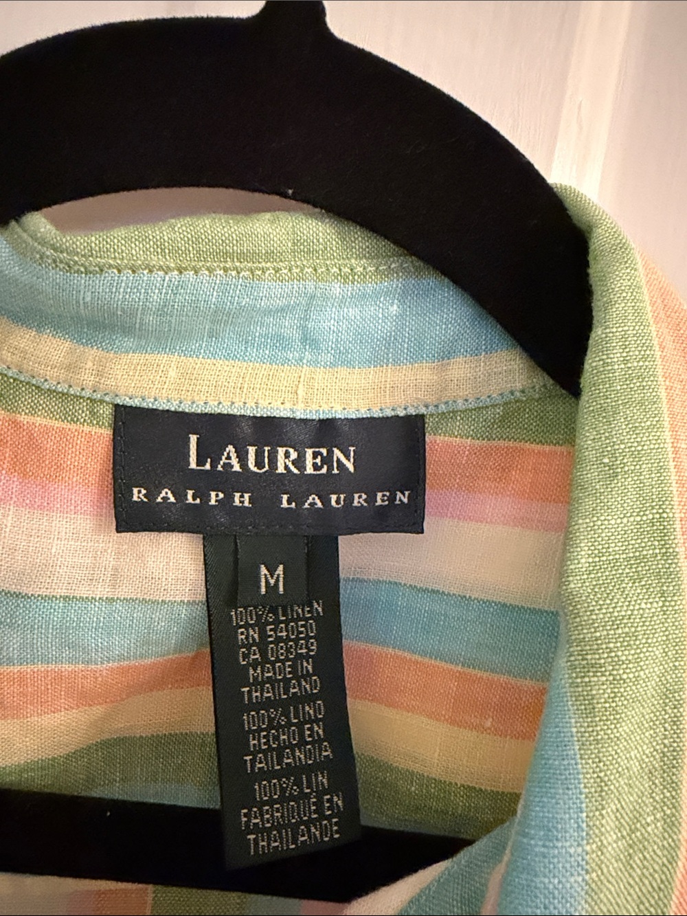 Lauren Ralph Lauren Pastel Multi-Stripe Sleeveless Button Front Top - Picture 4 of 5